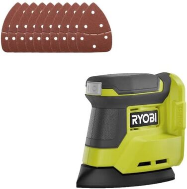 Трикутна шліфувальна машина RYOBI RPS18-0 18V OnePlus без акумулятора та зарядного пристрою 10 шліфувальних листів SCS10A зернисті