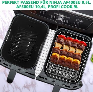 Силіконова форма для аксесуарів для фритюрниці- Аксесуари для фритюрниці Ninja Foodi AF400EU AF500EU Double Stack XL SL400EU 9.5 л, COSORI 8.5 л, аксесуари для двозонної фритюрниці, аксесуари для фритюрниці