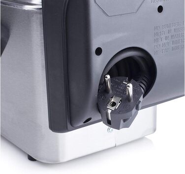 Фритюрниця з нержавіючої сталі Tristar - з об'ємом 2 літри, функцією холодної зони та регульованим термостатом до 190C, FR-6919, срібло