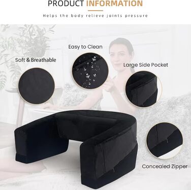 Подушка для накладного столу Накладний столик для ноутбука Піна з ефектом пам&39яті Подушка для читання з бічною кишенею Ергономічна подушка для дорослих, кабінету, ліжка, дивана, підлоги, чорна, маленька