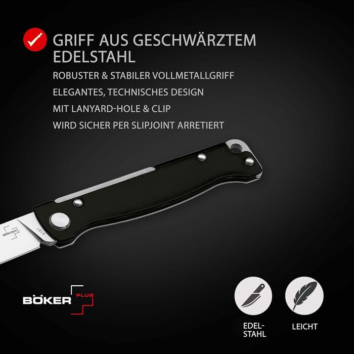 Кишеньковий ніж BKER PLUS Atlas Black - дворучний суцільнометалевий складаний ніж з гострим лезом 12C27 Sandvik - складаний ніж ED