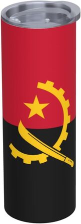 Кухоль з прямою трубочкою, дизайн ангольського прапора, друкований, дорожній кухоль, підходить для кемпінгу, офісу та дому, 590 мл