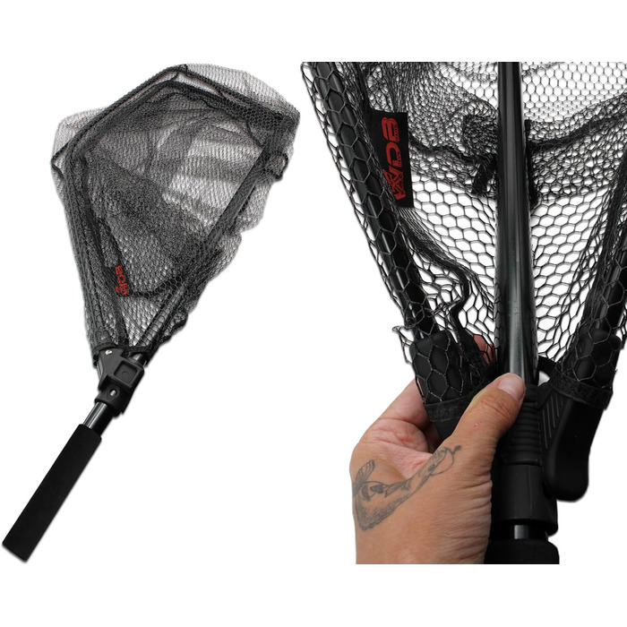 Підсак Angel-Berger Wild Devil Baits Predator, складний, гумований, підсак для великої риби, підсак для човна, рибальська сітка XL / 80x70 см