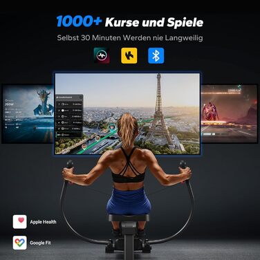 Гребний тренажер MERACH для домашнього використання, інноваційне подвійне весло з кількома режимами тренувань, тренування всього тіла з додатком MERACH, понад 1000 чемпіонських трас, імітує справжнє веслування