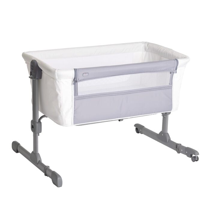 Дитяче ліжечко Chicco Next2Me Essential для новонароджених, приліжкове ліжечко, сумісне з різними ліжками, регульована висота, гарна циркуляція повітря, матрац і сумка в комплекті, 0-6 місяців, біле