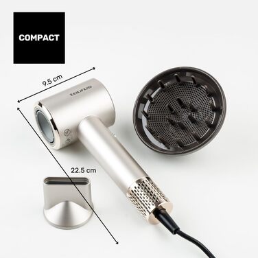Цифровий фен Taurus Force Protect Ionic Care 10 рівнів швидкості та температури Oscillating Temp Protect Пам'ять LED-підсвітка Магнітний фільтр Аксесуари в комплекті