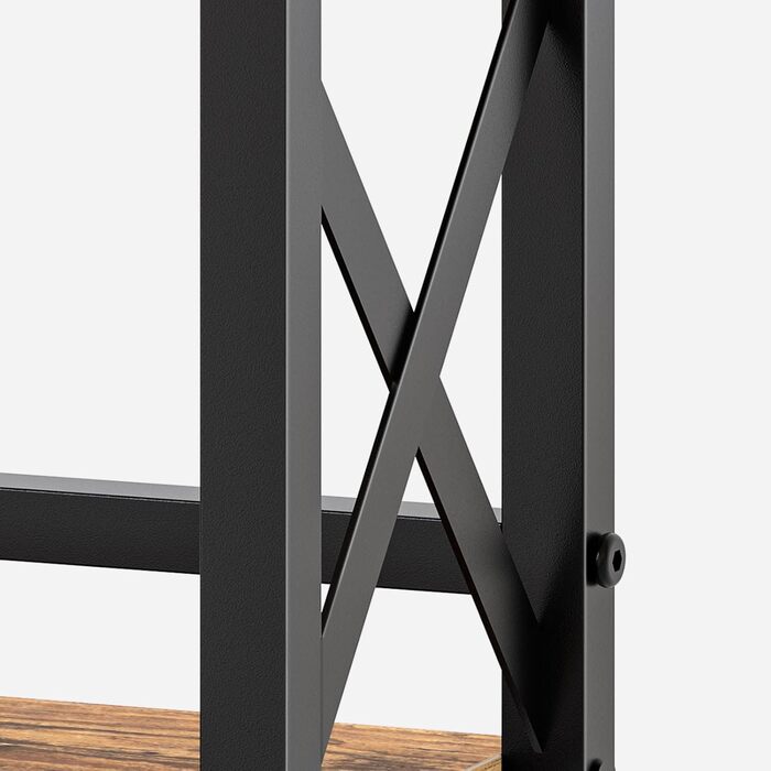 Стелаж для спецій, 2-рівневий органайзер та тримач, полиця для зберігання, промислова кухонна полиця, для кухні, офісу, вітальні та ванної кімнати, вінтажний коричневий та чорний XSR28BR