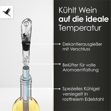 Стрижень для охолодження вина Beyond з нержавіючої сталі з наливником - ідеальний подарунок для винних аксесуарів для любителів ви