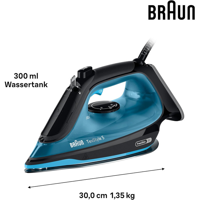 Парова праска Braun Household TexStyle 5 SI5256 BL з підошвою FreeGlide 3D, точним наконечником, вертикальна подача пари, система