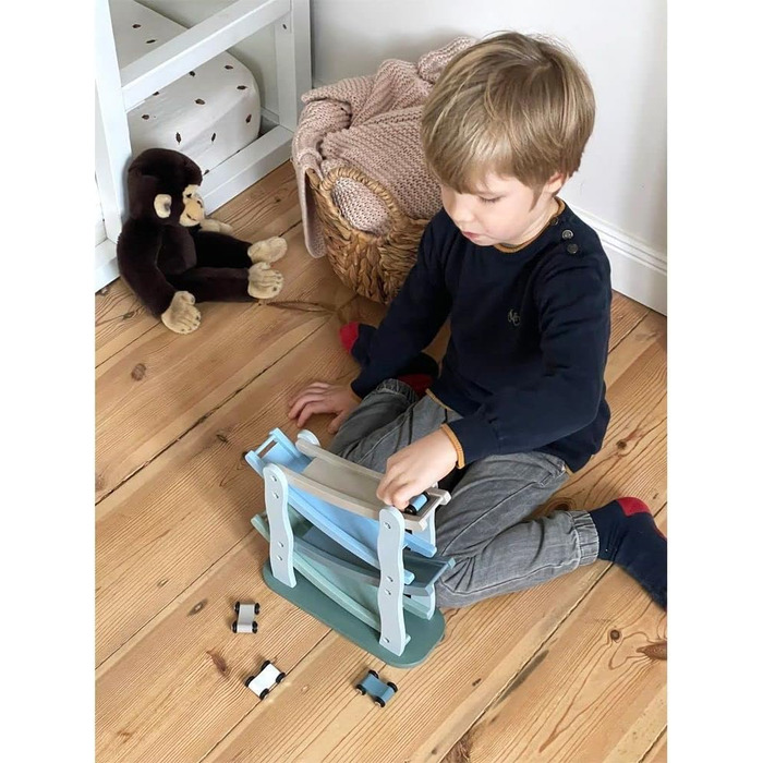 Невелика пішохідна гоночна траса в каскадному стилі з дерева, з чотирма дерев&39яними автомобілями, для дітей від 3 років, 11651,