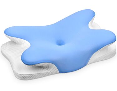 Подушка з піни з ефектом пам&39яті, подушка для підтримки шиї, ергономічна подушка для сну на боці, подушка для шиї, подушка для голови для сну на боці, спині та животі, 69x37x9/12 см, синя