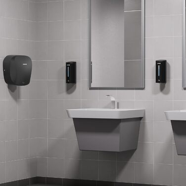 Дозатор мила автоматичний настінний матовий чорний, 800 мл комерційний автоматичний дозатор рідкого мила настінний, 5 передач, рег