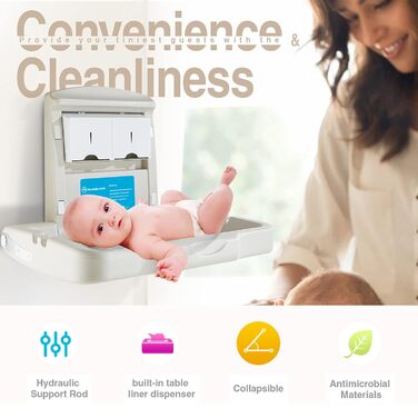 Пеленальний столик, Горизонтальний пеленальний столик зі щитком, Настінний пеленальний столик із запобіжним поясом, Пеленальний ст