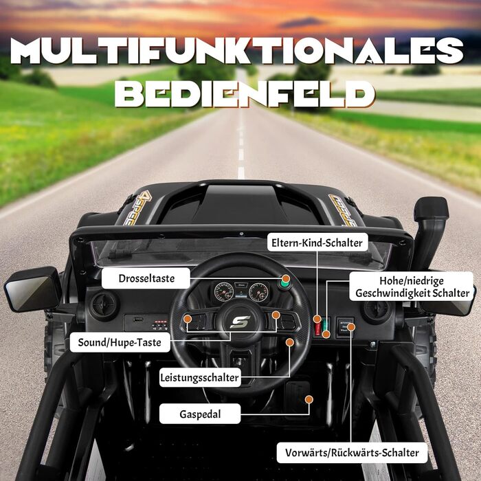 Дитячий електромобіль COSTWAY 12V з пультом дистанційного керування 2.4G, дитячий автомобіль з музикою, звуковими сигналами та пош