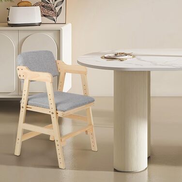 Обідній стілець OHMG зі спинкою та підлокітниками, сучасний кухонний стілець, крісло, дерев&39яний дитячий стільчик, крісло-реклайнер, стілець для вітальні, регульована спинка, базовий дитячий стільчик (1, сірий) 1 сірий