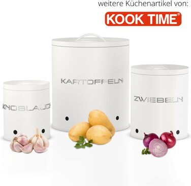 Банка для часнику - Керамічна з бамбуковою кришкою - Зберігання часнику з вентиляційними отворами для оптимального збереження - Часниковий горщик 11,5 x 11,5 x 11,5 см (Білий) Банка для часнику Білий