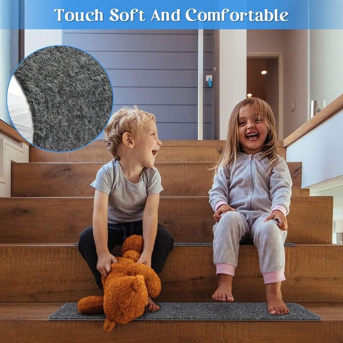 Килимки для сходів RIOLAND 20,3 x 76,2 см (35,6 см) з нековзним покриттям запобігають ковзанню для людей похилого віку, дітей та домашніх тварин, сіро-білі