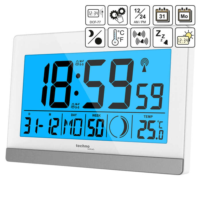 Годинник настільний Technoline WS8056 White/Silver (WS8056)