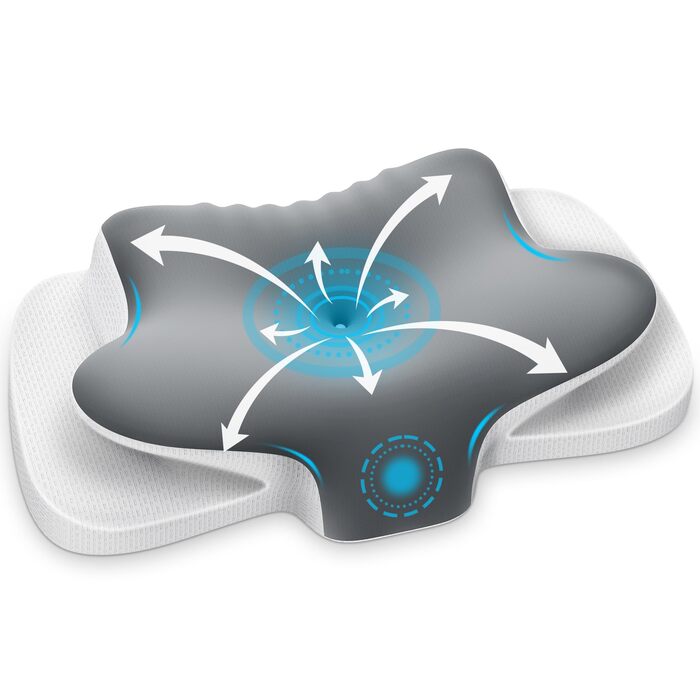 Дихаюча подушка для шиї з піни з ефектом пам&39яті, ергономічна подушка для сну на боці, спині та животі, сіра