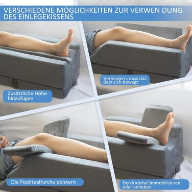 Подушка для ніг KingPavonini з 4-ступінчастим регулюванням висоти для післяопераційного/травмового/відпочинкового використання, подушка для ніг з піни з пам&39яттю форми з 3 ручками та знімною м&39якою вставкою, оксамитовий чохол, який можна прати, на одн