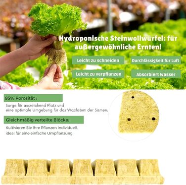 Набір гідропонних кубиків для пророщування та живців, дихаючий та екологічно чистий субстрат, ідеально підходить для розсади, садів у приміщенні та на відкритому повітрі, вирощування рослин (100)