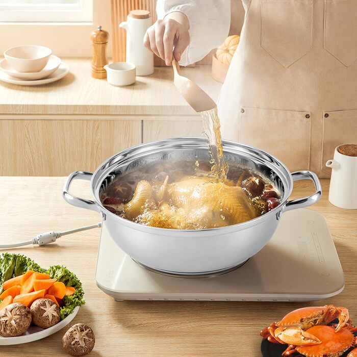 Пароварка 30 см, 5-ти ярусна пароварка з нержавіючої сталі зі скляною кришкою Індукційна каструля Пароварка підходить для всіх тип