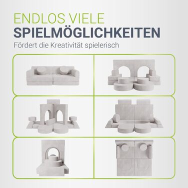 Дитячий диван Juskys Kayo вельветовий, модульний та мякий, диван для дитячих кімнат та ігрових кімнат, безпечний, гнучкий, легко чиститься, зі знімними чохлами бежевий