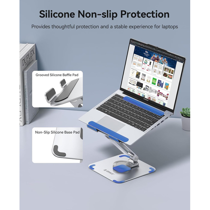 Основа для ноутбука ORICO з регульованою висотою та поворотним механізмом на 360, алюмінієва складана підставка для ергономічної роботи з MacBook Air/Pro та ноутбуками/планшетами 13-17.3, колір сріблястий - ST10