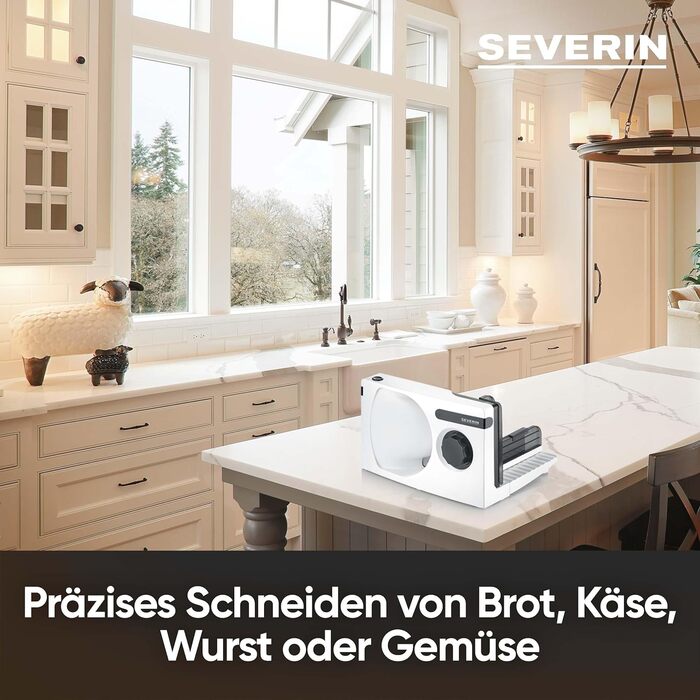 Нарізка для хліба, м'ясної нарізки або сиру, хліборізка з плавним регулюванням товщини різання, слайсер із захистом для пальців, біло-чорний, AS 3912