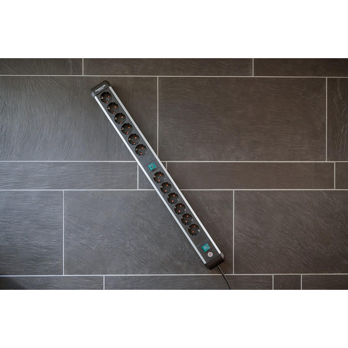 Розеткова планка Brennenstuhl Premium-Alu-Line 12-шляхова/розеткова планка з високоякісного алюмінію (розетка на декілька розеток