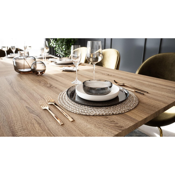 Розкладний обідній стіл Newfurn 160-200 см, включаючи стільницю, антрацит, дуб сонома, обідній стіл у сучасному сільському стилі - 160x75x90 см (ШxВxГ) - Кухонний стіл Обідній стіл - дуб сонома 160-200 x 90 см