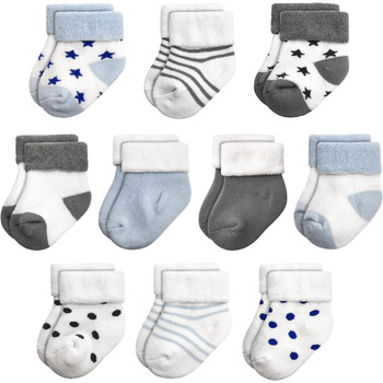 Унісекс дитячі шкарпетки з бавовняної махрової тканини, 10 пар, шкарпетки для новонароджених хлопчиків та дівчаток від 0 до 6 місяців, 1-3 роки, товсті зимові шкарпетки для малюків від 0 до 6 місяців, сині
