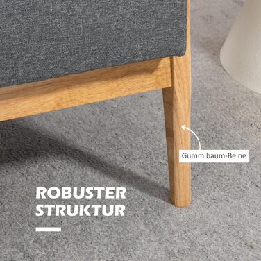 Місний диван HOMCOM, 154,5 см з підлокітниками, спинка, невеликий м&39який диван з лляним виглядом, дерев&39яні ніжки, м&39який диван-гостина для вітальні, спальні, темно-сірий 154,5Ш x 69,5Г x 73В см, 3-