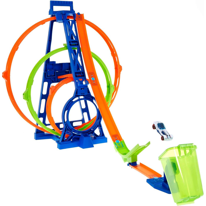 Трек Hot Wheels Triple Looping, набір для будівництва автотреку для машинок Hot Wheels, з 3 закільцьованими треками, в т.ч. 1 ігра