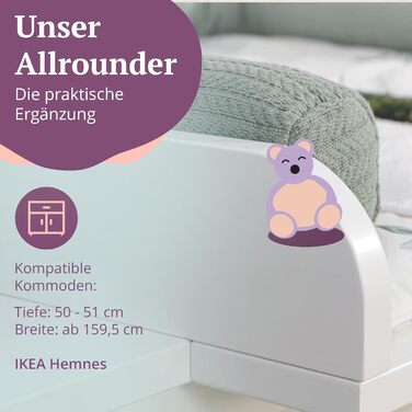 Накладка на пеленальний столик Puckdaddy Levi 160x80x10 см Білий МДФ Високоякісний накладка на пеленальний столик Сумісний з комодами Hemnes В комплекті кріплення для стіни Товщина дерева 2 см Білий панель 80Г x 159,5Ш x 10В см (10 шухляд)