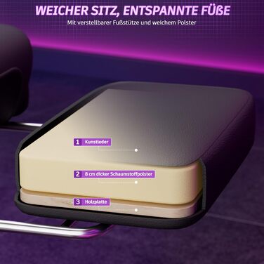 Ігрове крісло Soontrans з функцією масажу KJ433 Ігрове крісло з підставкою для ніг та підголівником Спинка ігрового крісла відкидається до 135 Вантажопідйомність 150 кг (сіро-фіолетове)