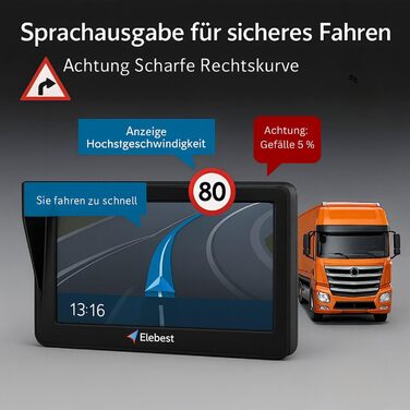 Навігаційний пристрій для автомобіля, навігаційна система для кемпера, точки інтересу, навігація для вантажівок, навігація для автофургонів, довічне безкоштовне оновлення карт, 80T TMC PRO