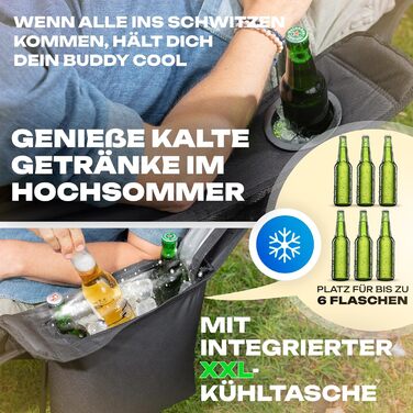 Складане крісло для кемпінгу та крісло-відкидка 2-в-1 180 кг Чорний Сумка-холодильник XXL Складане крісло I Складане крісло I Рибальське крісло Шезлонг для кемпінгу Пляжний шезлонг Складаний Легкий - Рибалка Пляж Фестиваль Відкритий