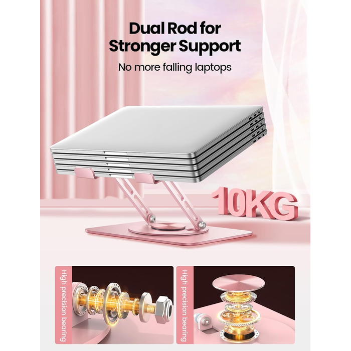Підставка для ноутбука VAYDEER з регульованою висотою та поворотною базою на 360 та складною конструкцією ергономічний тримач для ноутбука на стіл, сумісний з MacBook, Dell, HP та іншими ноутбуками з діагоналлю 1017,3 дюйми