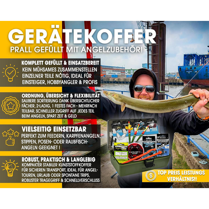 Ящик для риболовних снастей Angel Berger з рибальськими аксесуарами, рибальський кейс, базове рибальське спорядження, рибальський набір