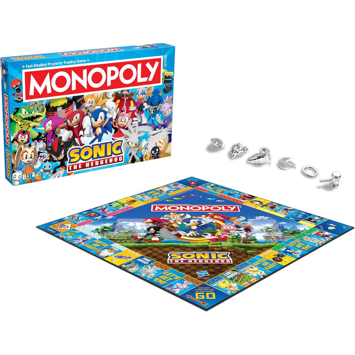 Настільна гра Monopoly Sonic the Hedgehog від Winning Moves для 2-6 гравців, чудовий подарунок для фанатів від 8 років