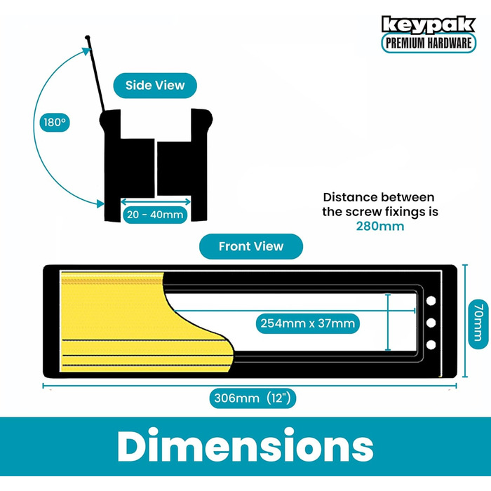 Дверна поштова скринька 30,6 см (12 дюймів) – чорний/полірований срібло