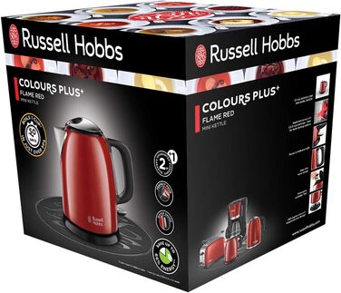 Чайник Russell Hobbs малий 1,0 л Кольори Нержавіюча сталь Червоний (2400 Вт, функція приготування під тиском, знімний фільтр від накипу, зовнішній індикатор рівня води, маленький туристичний чайник) Чайник 24992-70