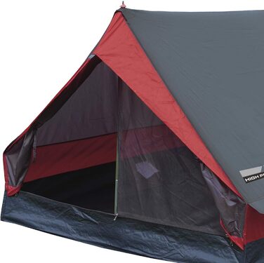 Сімейний намет High Peak Minipack, кемпінговий намет для 2 осіб, фестивальний намет з ванною на підлозі, водонепроникність 1500 мм, система вентиляції, захист від комарів, легкий та компактний розмір, одинарний сіро-червоний