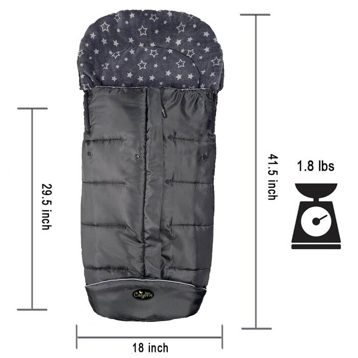 Муфта для ніг CozyMe, зимовий чохол для коляски для малюків, легке регулювання температури, люлька для немовляти, водонепроникна к