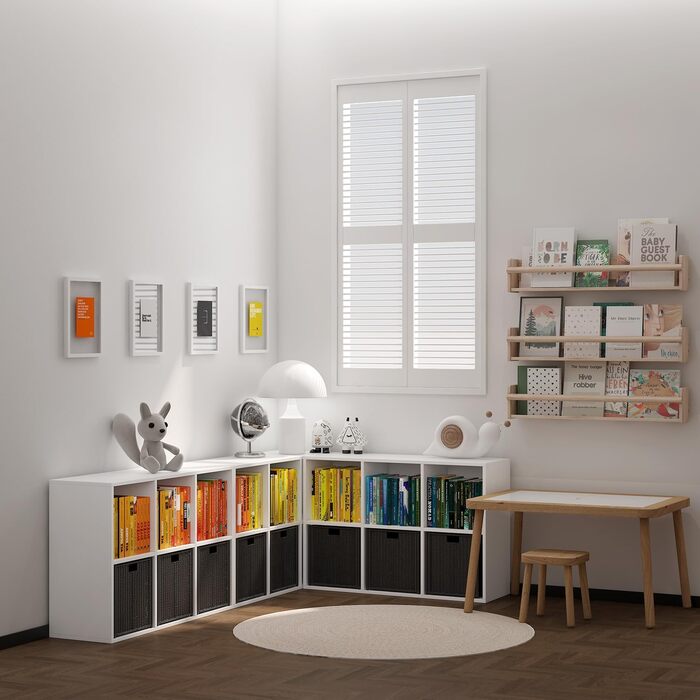 Дерев&39яна книжкова шафа із закритою задньою панеллю, окремостояча кубічна полиця, для вітальні, спальні, офісу, біла, 6 відділень (30Г x 91,5Ш x 61,5В см)