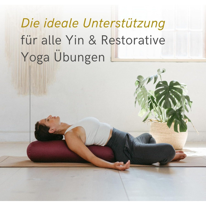 Нашийник Lotuscrafts Bolster Yoga для інь-йоги, наповнювач 100 капок, бавовняний чохол, що можна прати, відновлювальна подушка для вправ, колір баклажан