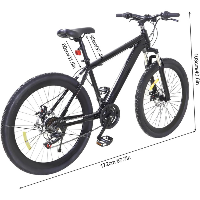 Дюймовий преміальний гірський велосипед, 21 швидкість, подвійні дискові гальма, чоловічий велосипед для всіх типів доріг, гірський велосипед для дівчат, хлопчиків, чоловіків та жінок, чорний, 26-