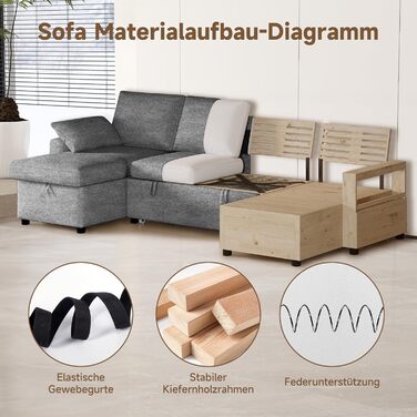 Подібний кутовий диван зі сном та місцем для зберігання речей, диван-ліжко 265 см, розкладний диван з шезлонга для вітальні, квартири, готелю, темно-сірий шеніл - темно-сірий матовий 265 см U-подібний