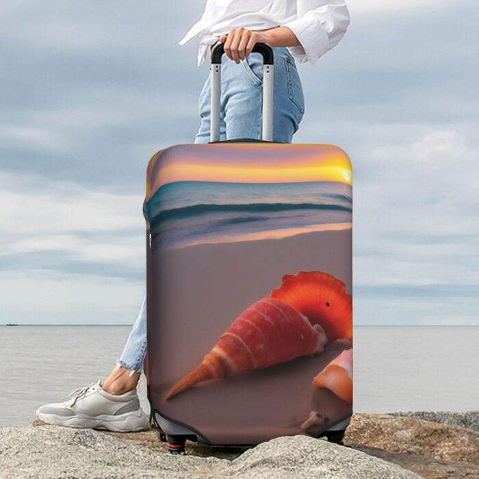 Чохол для валізи Захід Сонця на Морському Узбережжі, міцний захист для багажу, підходить для валіз розміром 45.7-81.3 см, Чорний, Великий розмір